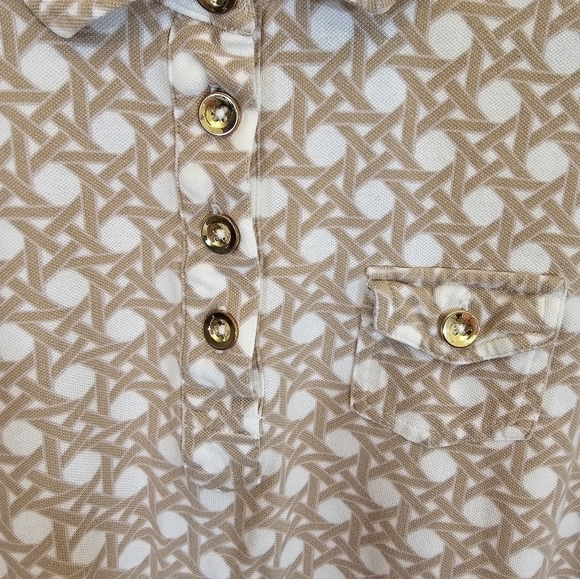 Talbots XL Cotton Modal Blend Stretchy  Geometric Pattern 3/4 Sleeve Blouse Top - Picture 5 of 7